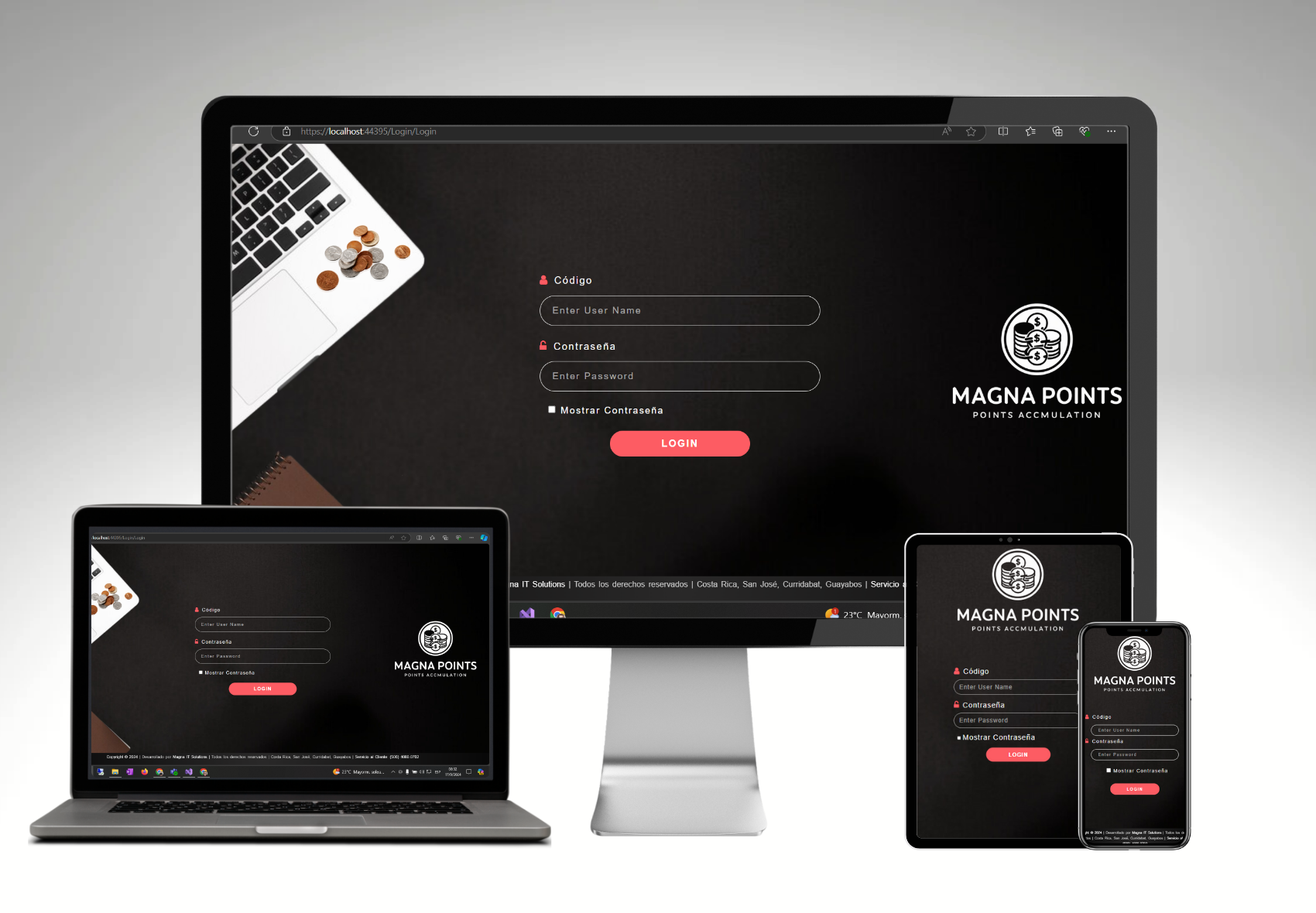 Plataforma MagnaPoints de Magna IT Solutions: sistema de recompensas donde clientes acumulan puntos por compras y los canjean por beneficios